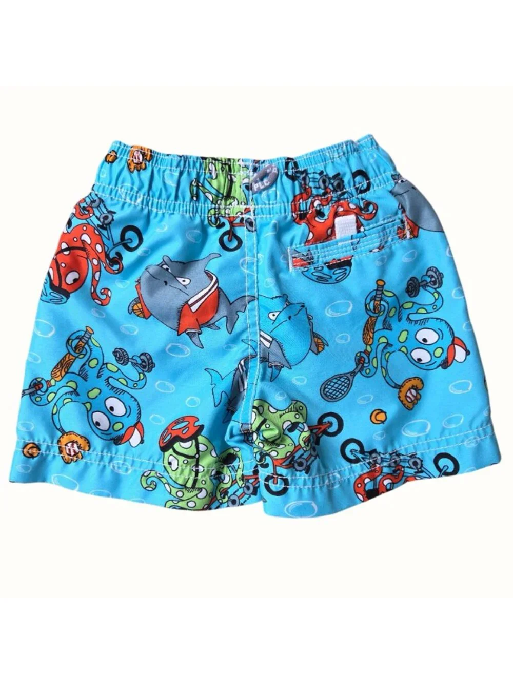 Vintage Inspired Baby Swim Trunks 6-9 Mos Elastic Waist Fish & Octopus Print  Es